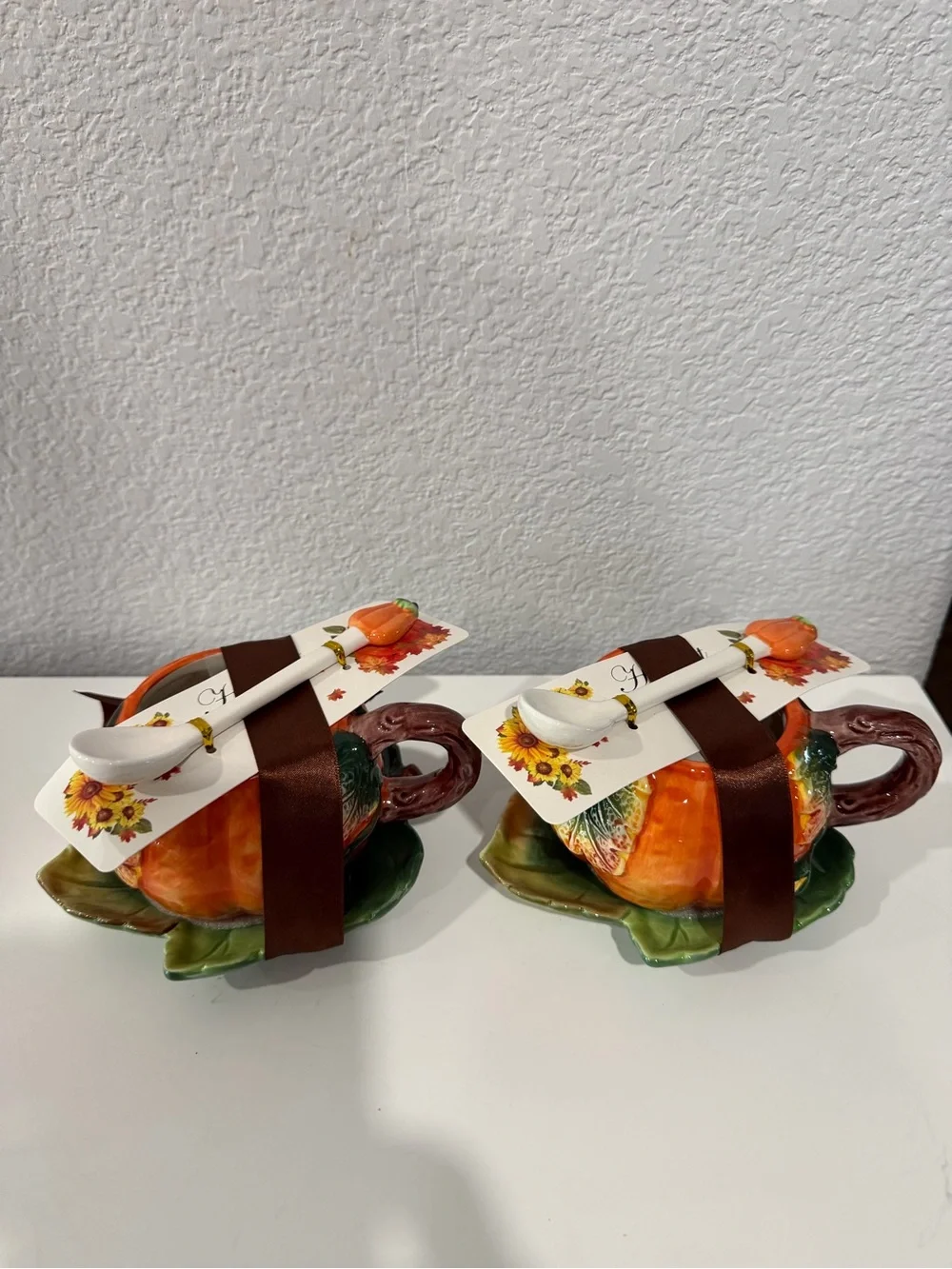 Autumn Pumpkin Soup Bowl with Spoon - Orange Ceramic Set